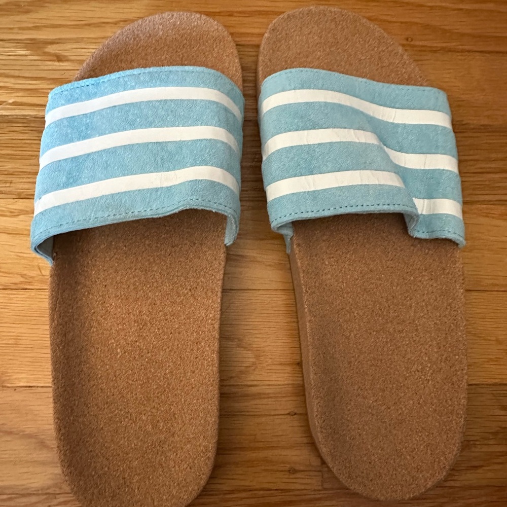 Adidas Adilite Blue and White Sandals BARELY USED W/OUT OG BOX. WOMENS US 10